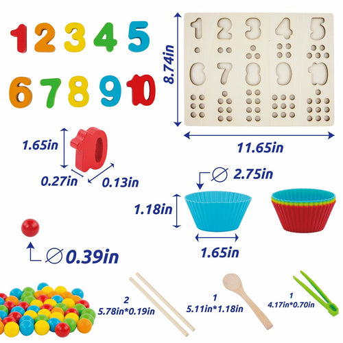 Wooden Numbers and Balls Math Board - Montessori Learning